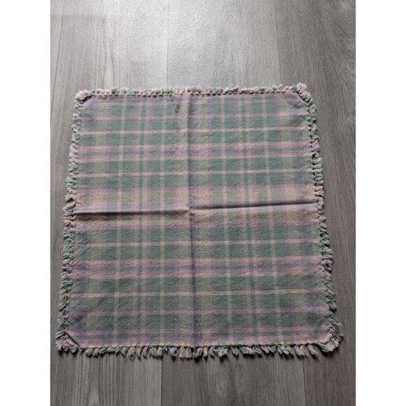 Set Of 6 Vintage Pastel Plaid Fringed Cotton Fabric Napkins 16"x16" Soft Home Dé - Picture 6 of 9